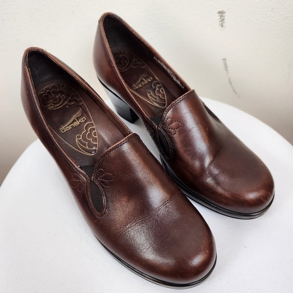 Dansko Brown  Leather Beth Slip On Pumps, Size AEU 41 US 10.5 Mary Jane - Picture 1 of 8